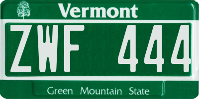 VT license plate ZWF444