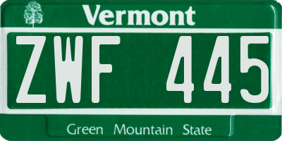 VT license plate ZWF445