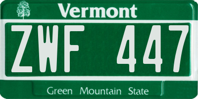 VT license plate ZWF447