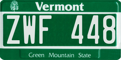 VT license plate ZWF448