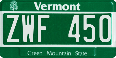 VT license plate ZWF450