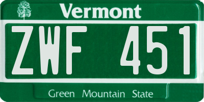 VT license plate ZWF451
