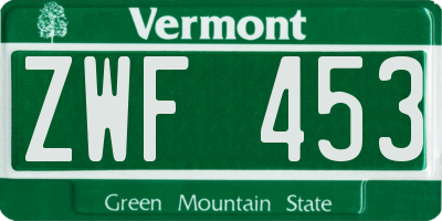 VT license plate ZWF453