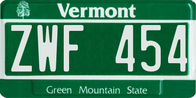 VT license plate ZWF454