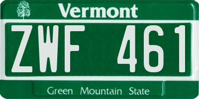 VT license plate ZWF461