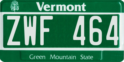VT license plate ZWF464
