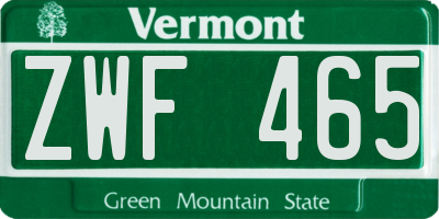 VT license plate ZWF465