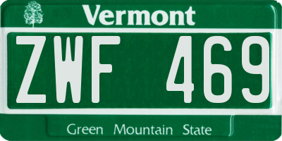 VT license plate ZWF469
