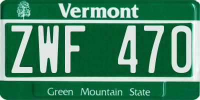 VT license plate ZWF470