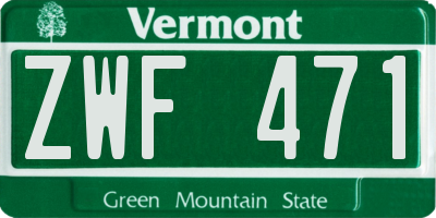 VT license plate ZWF471