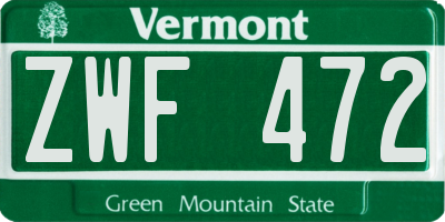 VT license plate ZWF472