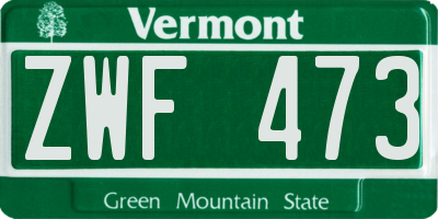 VT license plate ZWF473
