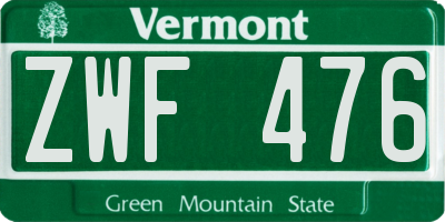 VT license plate ZWF476