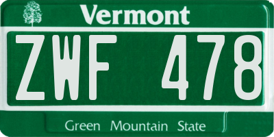 VT license plate ZWF478
