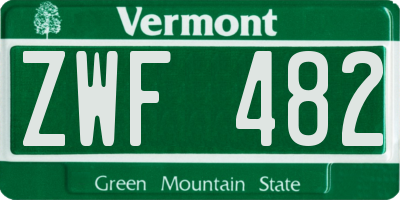 VT license plate ZWF482