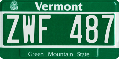 VT license plate ZWF487
