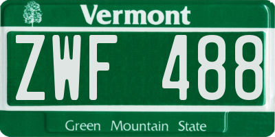 VT license plate ZWF488