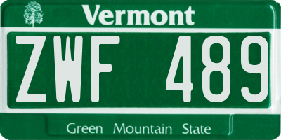 VT license plate ZWF489