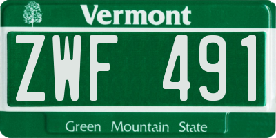 VT license plate ZWF491