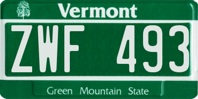 VT license plate ZWF493