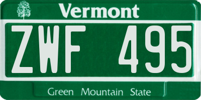 VT license plate ZWF495