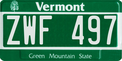 VT license plate ZWF497