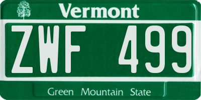 VT license plate ZWF499