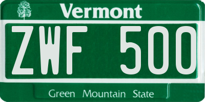 VT license plate ZWF500