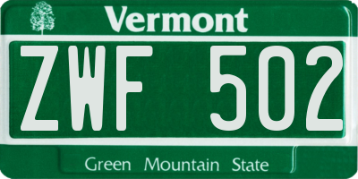 VT license plate ZWF502