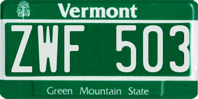 VT license plate ZWF503