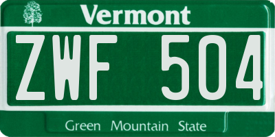 VT license plate ZWF504
