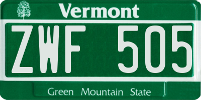 VT license plate ZWF505