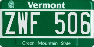 VT license plate ZWF506