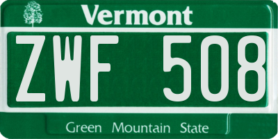 VT license plate ZWF508
