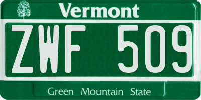 VT license plate ZWF509