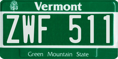 VT license plate ZWF511