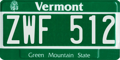 VT license plate ZWF512