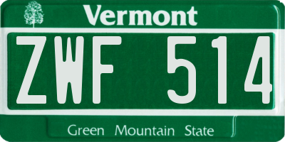 VT license plate ZWF514