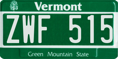 VT license plate ZWF515