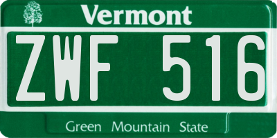VT license plate ZWF516