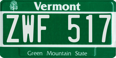 VT license plate ZWF517