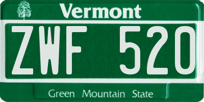 VT license plate ZWF520