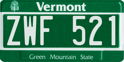 VT license plate ZWF521
