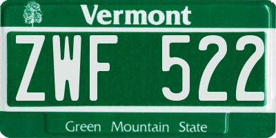 VT license plate ZWF522