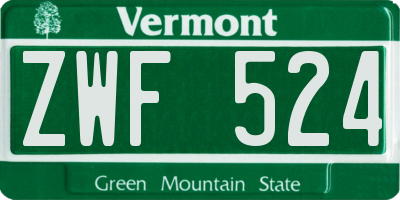 VT license plate ZWF524