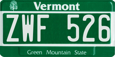 VT license plate ZWF526