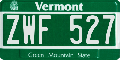 VT license plate ZWF527
