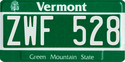 VT license plate ZWF528