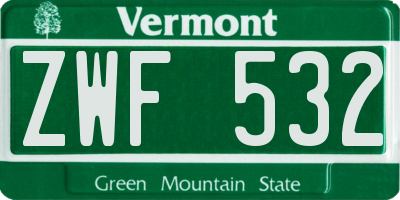VT license plate ZWF532