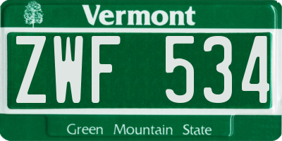 VT license plate ZWF534